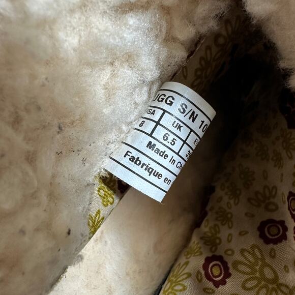 UGG Australia Carnagie Wedge Boots Shearling Cuff Suede Studded Sz 8 - Picture 12 of 16